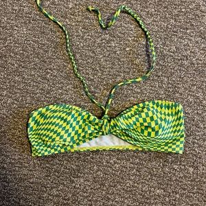 checkered bandeau bikini top